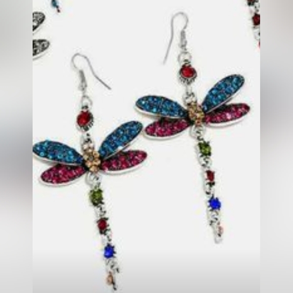 New dragonfly dangling earrings. Black available. Approximately 2.5" - Picture 3 of 3
